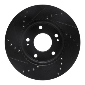 Kia Soul Brake Rotor (1) - Front Right - R1 Concepts - Drilled & Slotted - Black - `10-`11